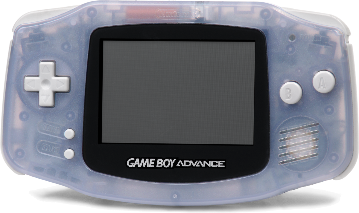 Original translucent Nintendo Game Boy Advance, photographed from the front