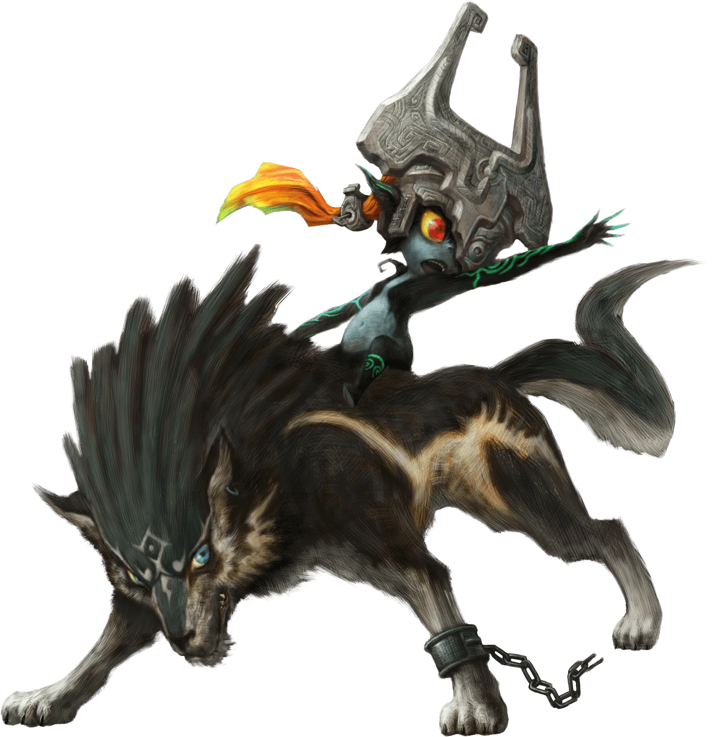 Wolf Link with Midna, original Twilight Princess promotional illustration